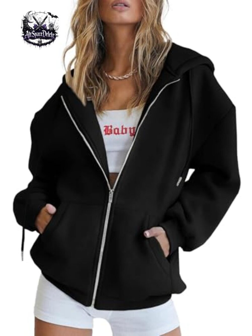 Women's Full Zip Fleece Lined Hoodie Sweatshirt Loose Fit Pockets